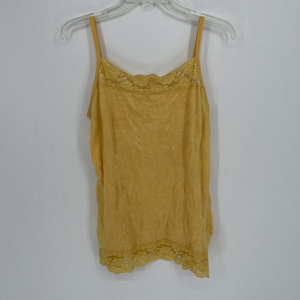 Maurices Women's Yellow Lace Trim Crinkle Bohemian Cami Tank Top Size 1 XS